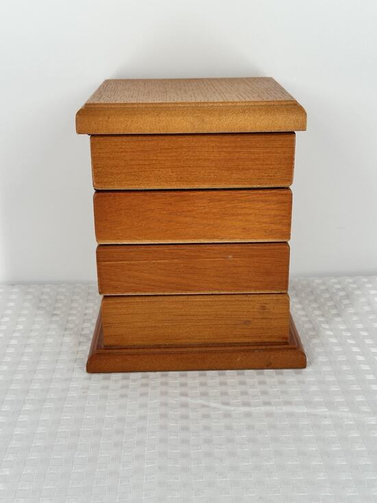 flex zorb Other - Vintage Wood Jewelry Box Four Tier Flex Zorb Velvet lined 80’s Swivel
